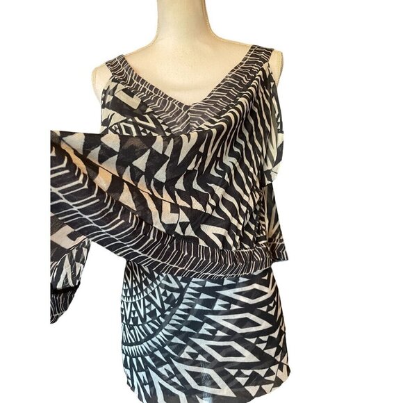Sweet Pea By Stacy Frati XL  Black & White Geometric Print Sleeveless Layered To - Picture 5 of 9